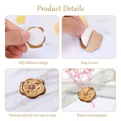 Star Wax Seal Stickers Pack Antique Gold Self Adhesive 50 Star, Antique Gold