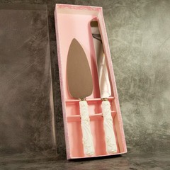 Vintage Sheffield England Bridal Wedding Cake Knife & Server Set Dove Rose