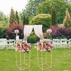 Set of 2 Gold Wedding Flower Stand DIY Tabletop Floral Display Rack Party Decor