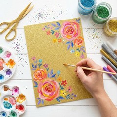 BOOKNOW 27 Sheets Gold Glitter Cardstock, 8.27″ x 11.7″ (A4 Medium,