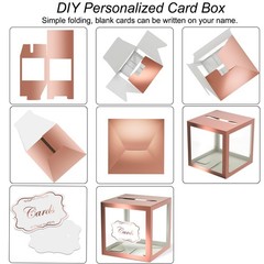 Rose Gold Clear Window Cards Box, Cards Receiving Box For Birthday, Wedding, …