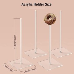 Donut Stand Acrylic 4 Pack, Clear Bagel Display L x W x H: 4.5 x 4.5 x 12 inch