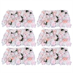 6 Pieces Artificial Flower Wall Panel Wedding Venue Rose Hydrangea Wall 60x40cm