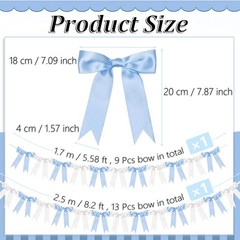2 Pcs Blue and White Bow Garland Banner for Wedding
