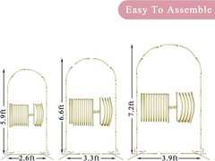 Versatile Gold Metal Wedding Arch 7.2×3.9FT – Perfect for Indoor/Outdoor Events