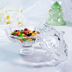 Glass Candy Dish with Lid 4oz Clear Crystal Bowl for Candies Nuts Jewelry