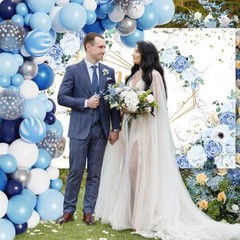 5x3ft Mr and Mrs Floral Backdrop for Bridal Shower and White 5X3ft Blue