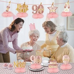 Turypaty Pink Rose Gold 90th Birthday Tabletop size,