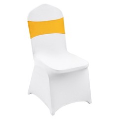 50pcs Polyester-Spandex Fitted Covers + Gold Sash, 440x510x925mm, Reusable Soft