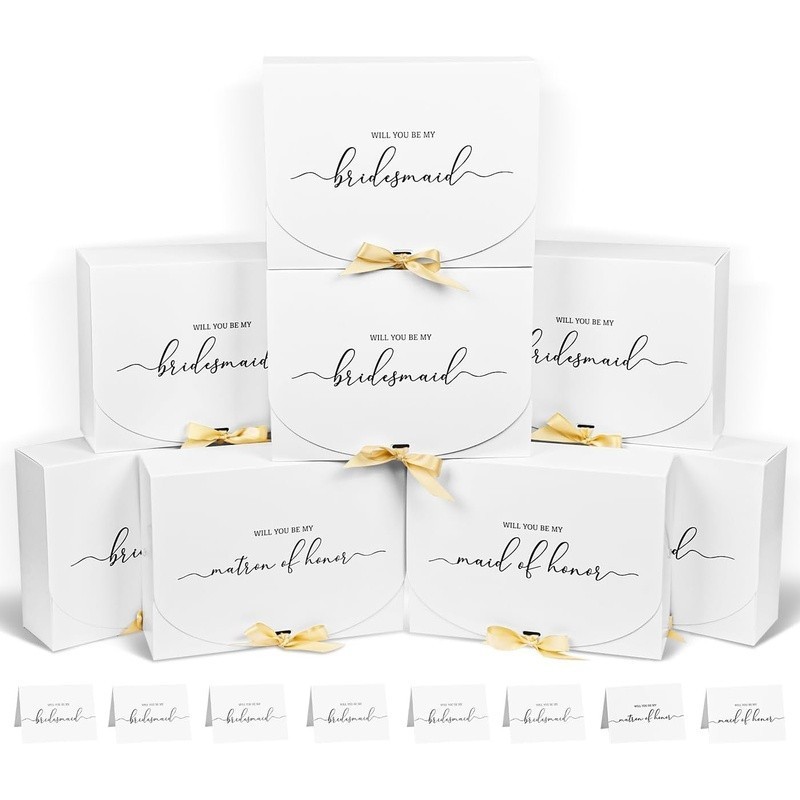 Bridesmaid Proposal Boxes Set W/ Gift Card Ribbon Perfect Wedding Party New