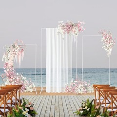 3pcs Rectangular Metal Backdrop Stand Weddings Balloon Frame Stand Decor White