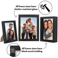 Americanflat Set of 3 Picture Frames – Includes 4×6, 5×7, 6×8 Frames – Black …