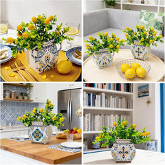 18 PCS Amalfi Coast Party Decorations, 6 Blue Tiles Lemon Table Centerpiece