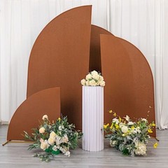 4 Matte CINNAMON BROWN Fitted Spandex Half Moon Wedding Arch Backdrop STAND
