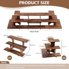 40″ L 3-Tier Table Display Stand Wooden Corner Rack Counter Top for Market Trade
