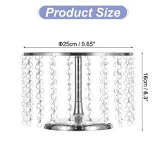 Metal Cake Stand with Crystal Pendants for Wedding Birthday Silver 10 x 6Inch