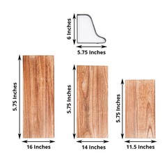 3 NATURAL Rectangular Metal Wood FLOATING SHELVES Living Room Home Decorations