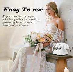 Audio Guestbook Vintage Retro Rotary-Style Phone Color White Message Voicemail