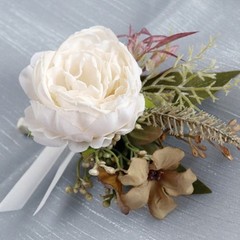 Romantics Champagne Wrist Flower and Boutonniere for Wedding Celebration Party