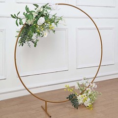4 ft Gold Balloon Circle Metal Frame Wedding Arch Backdrop Stand Party