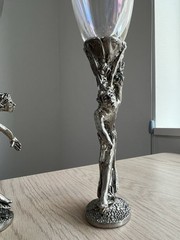 Pewter Heart Kissing Fairies – Champagne Flutes