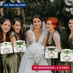 Gueevin 50 Set Wedding Thank You Boxes with Handles Ribbon Label 6×3.4×3.5» Gab