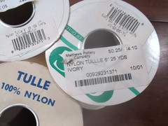 (Lot of 3) Nylon Tulle Shear Fabric (6″x25yd) 2 Ivory 1 Off White Approx 75yd
