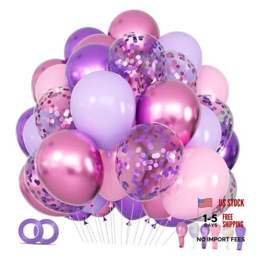 68Pcs Pink and Purple Balloons 12 Inch Metallic Purple Pink Latex Pinkpurple