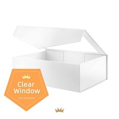 Large White Gift Box with Window, 13.5x9x4.1 Inches Clear Gift White-Pack of 1