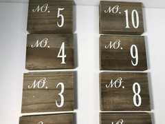 Set Handmade Wood Blocks Table Numbers 1-10 for Events,Parties,Special Occasions