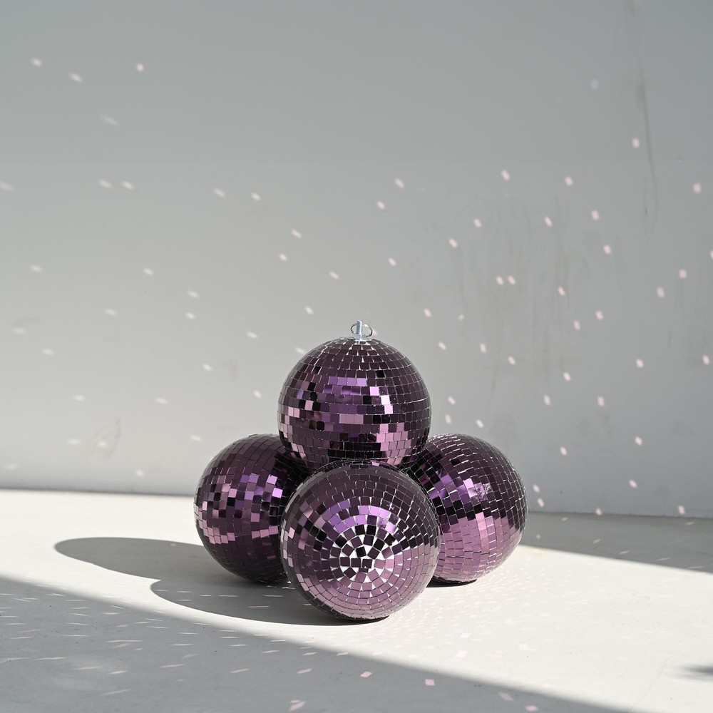 Yescom 4PCS 7″ Small Disco Ball Mirror Mini Hanging Party Events Wedding Purple