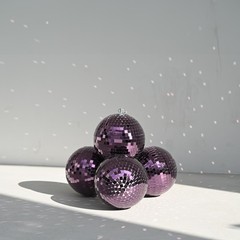 Yescom 4PCS 7″ Small Disco Ball Mirror Mini Hanging Party Events Wedding Purple