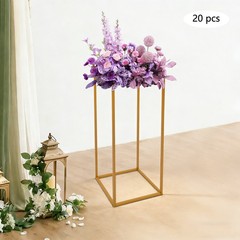 Gold 20 PCS Geometric Flower Stand For Wedding, Flower Stand 9.45*9.45*23.62 in