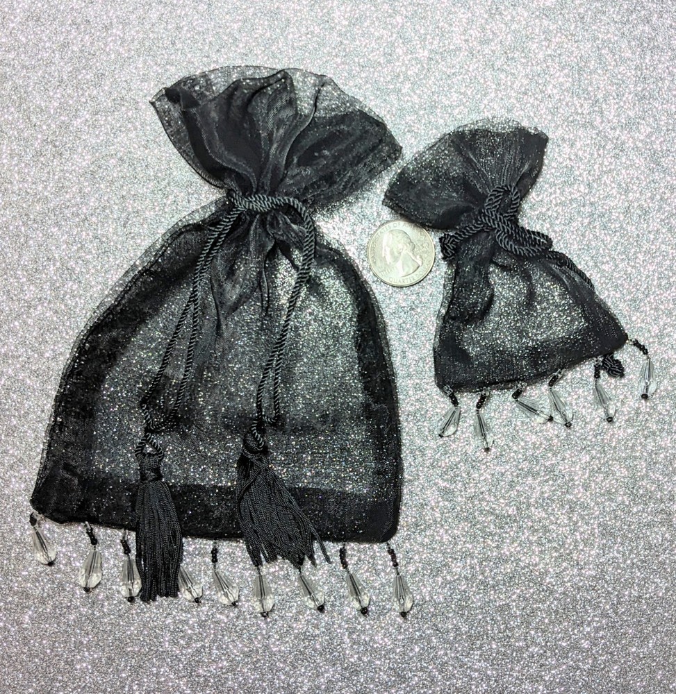 Jewelry Bags Organza Bags BLACK Gift Pouch Candy Wedding Favor Mix 5×7 3×4 48pcs