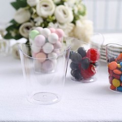 24 Clear 4 oz Mini Wavy Rim Plastic Dessert Cups Party Events Tableware Supplies
