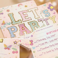 Let’s Party! Birthday Invitations – Cute Flower – 20Pcs Double-Sided Fill- In…