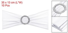 10Pcs 14″x5″ Stretch Chair Sashes Bows Chair Bands Sash with Buckle White