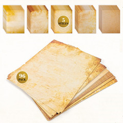 96 Parchment Stationary Paper Sheets – Old Fashion 8.5-x-11-Inch, antique
