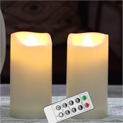 2”X4” Outdoor Flameless LED Candles with Remote Timer, 2″x4″ 2pack Remote