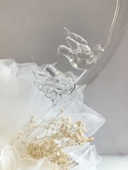 Daisy, Glass Heart and Doves, and Black Cowboy Hat, White Western Cake Topper