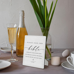Bible Guest Sign, Wedding Shower Decorations, Please Sign Our Bible Wooden Stan