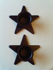 NEW STAR Taper Candle Holders BLACK Set of 2 Western Rustic Craft Americana
