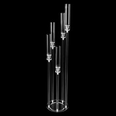 5-Arm Candle Holder Acrylic Clear Freestanding Candle Holder with Candle Cover