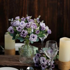 LAVENDER 4 Bushes 12″ Silk Roses Artificial FLOWERS Bouquets Home Decorations
