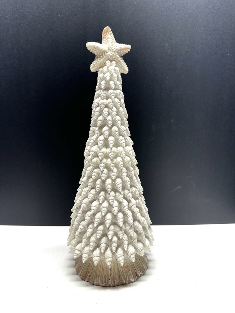 SEASHELL Topiary Tree Starfish Centerpiece Shore Ocean Shell Beach 13″