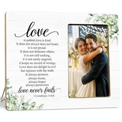 Christian Gifts Picture Frame for Couples Newlyweds, Love is Patient Wedding