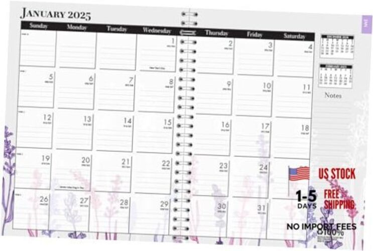 2025 Weekly and Monthly Calendar Wildflower, 8.5 x 11 8.5 x 11 inches Planner