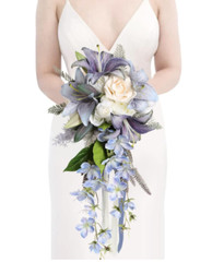 Bridal Bouquet 12 Inch Cascading Wedding Bouquet, Blue – WITH DEFECTS