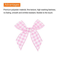30Pcs Mini Gingham Ribbon Bow 1.5″ Checkered Fabric Satin Pink and White