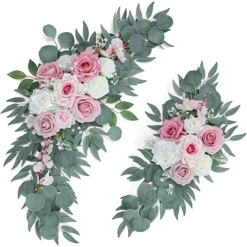 Wedding Flower Arch Decoration Kit Artificial Floral Setup W/ Clips & Ties New